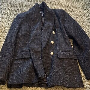 Zara metallic black tweed blazer size medium